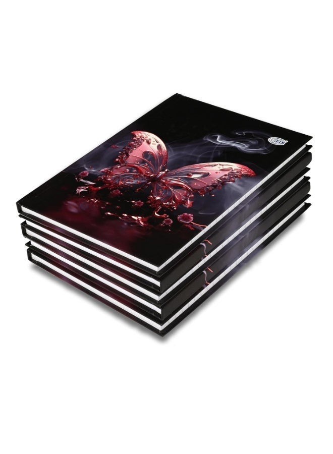 FIS® Hard Cover Notebook, Size A5(148x210mm), 96 Sheets, 192 Pages, Single Ruled, Packet of 5 Pieces, Butterfly Design 1-FSNBHCA596-BUT1 - Image 1